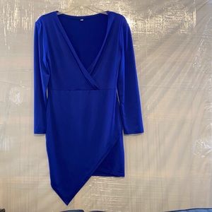 See Video: Blue Low-Cut Dress